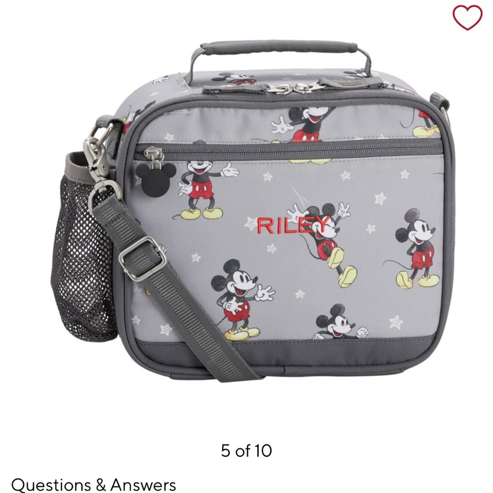 Pottery Barn Kids Gray Mickey Mouse Lunch Bag NEW